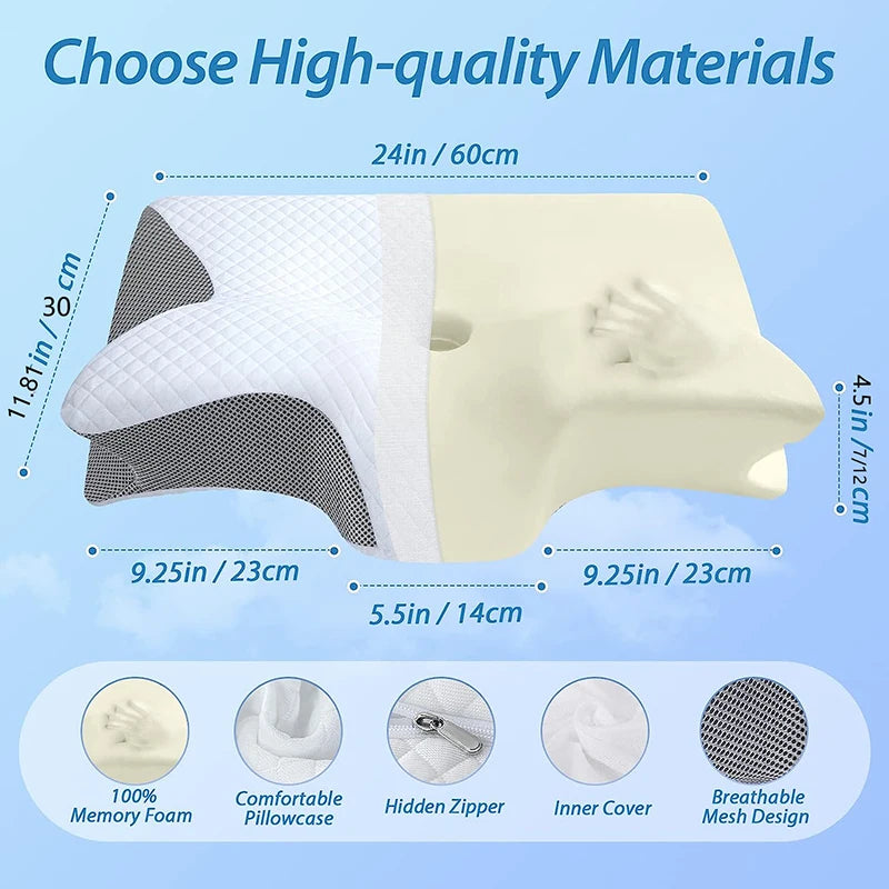 Memory Foam Cervical Pillow, Ergonomic Contour Orthopedic Pillow 3 sizes