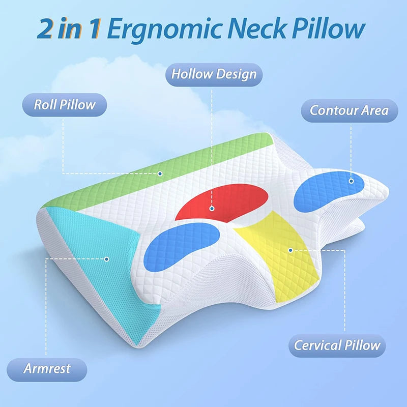 Memory Foam Cervical Pillow, Ergonomic Contour Orthopedic Pillow 3 sizes